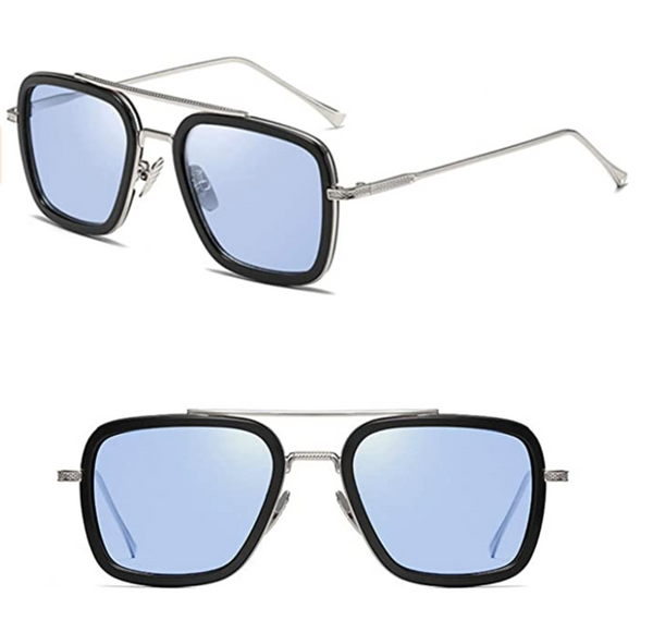 Gafas Tom Holland Avengers Tony Stark estilo Flight 006 Aviador Armazón Plateado Lentes Azul Claro