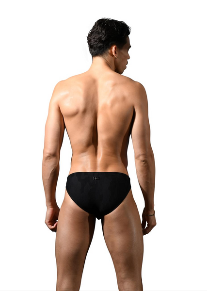 Traje de Baño Andrew Christian Swim Super Sexy Bajo de Cadera en Camuflaje Negro con Almost Naked