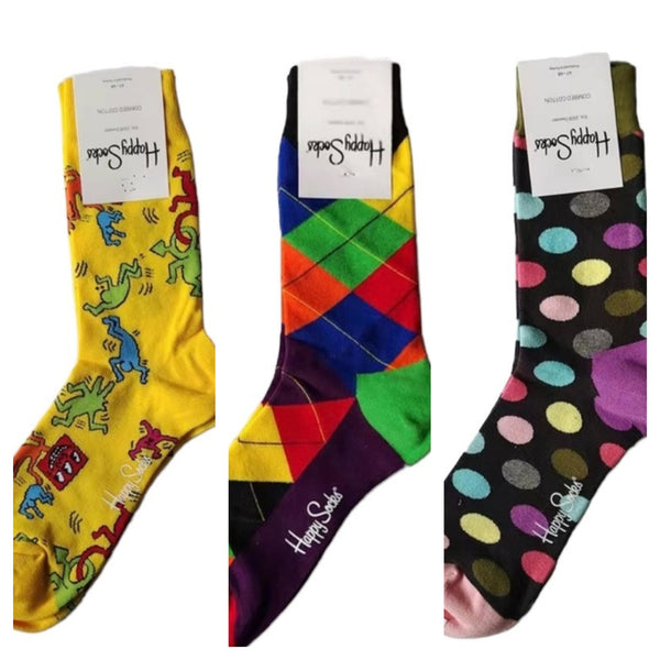 3 Pack Calcetines Happy Socks Keith Haring Navidad Bolitas Edición Limitada
