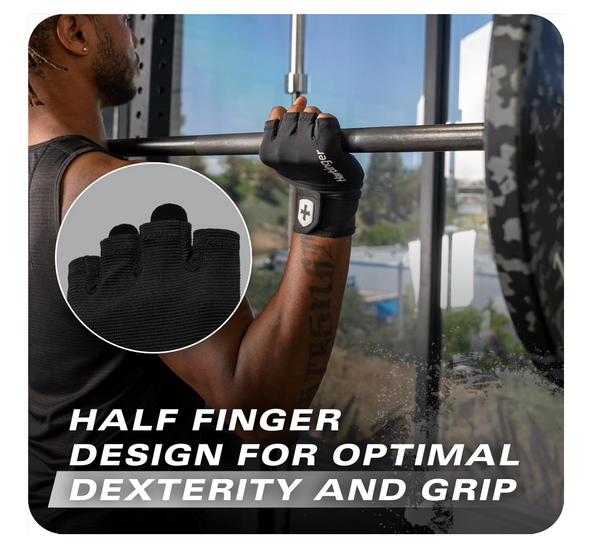 Harbinger Pro - Guantes Soporte Envolvente Muñequera  Wrist wrap - Agarre mejorado piel genuina con licra elástica transpirable en 4 direcciones Unisex