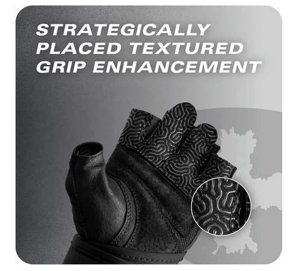 Harbinger Pro - Guantes Soporte Envolvente Muñequera  Wrist wrap - Agarre mejorado piel genuina con licra elástica transpirable en 4 direcciones Unisex