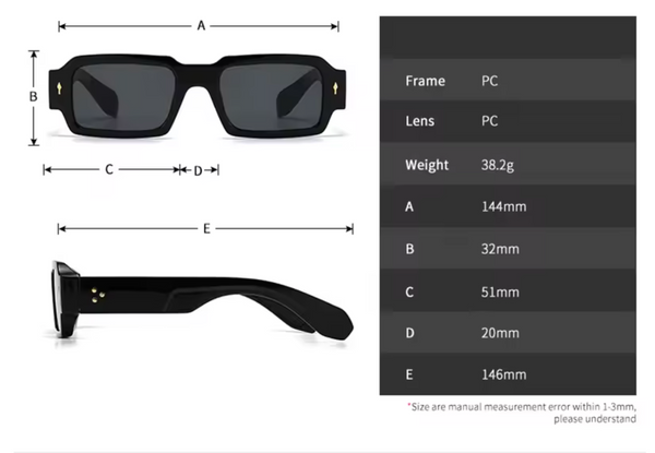 Lentes de Sol Rectangulares Dylan Style Rocker Urbano Unisex