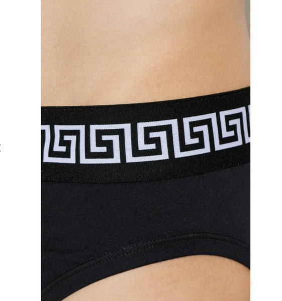 VERSACE 3 Pack Low Rise Slip Calzoncillos Briefs en Negro Greca Dorada
