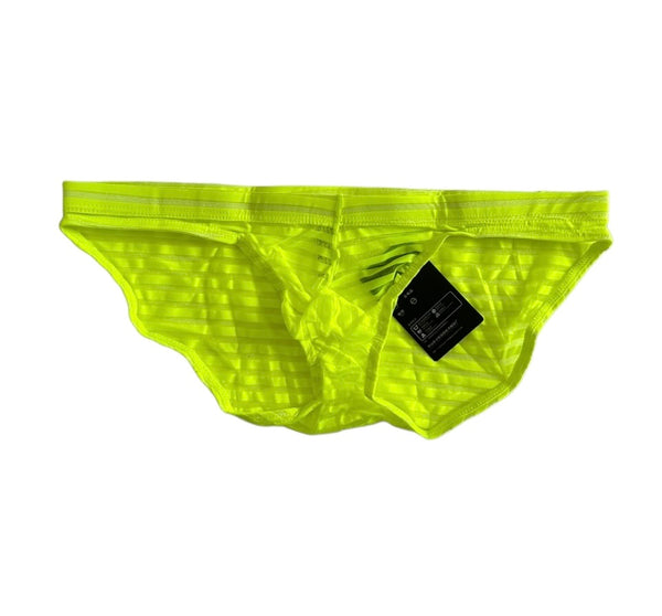 Iconoclast by VOGUETI Sexy Trusa Corte Bikini Amarillo Fosforescente Rayas Traslúcidas