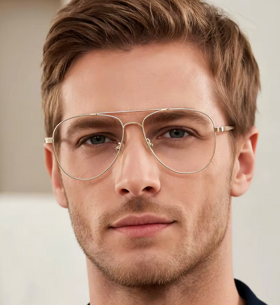 Gafas Armazón 56mm de Titanio Flexible estilo Aviador Lentes Oftálmicos Graduables