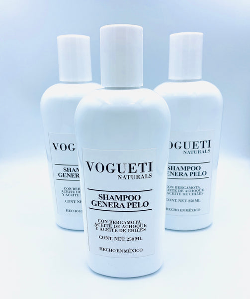 3 Pack Shampoo de Achoque y Chile VOGUETI NATURALS Re-generador de Pelo Anti-caída Cabello Tratamiento Alopecia México