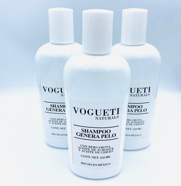 3 Pack Shampoo de Achoque y Chile VOGUETI NATURALS Re-generador de Pelo Anti-caída Cabello Tratamiento Alopecia México