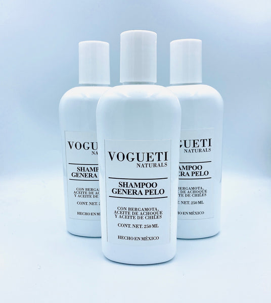 3 Pack Shampoo de Achoque y Chile VOGUETI NATURALS Re-generador de Pelo Anti-caída Cabello Tratamiento Alopecia México