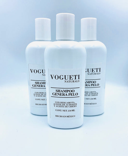 3 Pack Shampoo de Achoque y Chile VOGUETI NATURALS Re-generador de Pelo Anti-caída Cabello Tratamiento Alopecia México