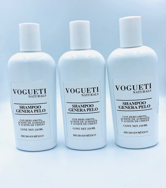 3 Pack Shampoo de Achoque y Chile VOGUETI NATURALS Re-generador de Pelo Anti-caída Cabello Tratamiento Alopecia México