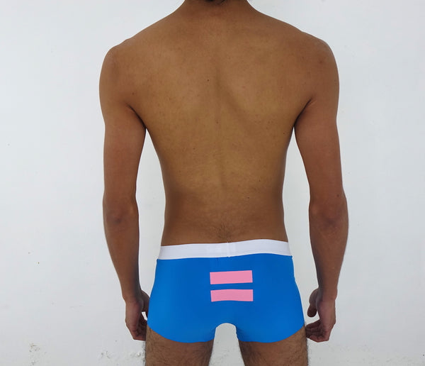 Boxers iconoclast by VOGUETI color Azul Rey con diseño Igualdad Equality en color Rosa