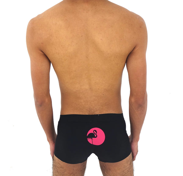 Boxers iconoclast by VOGUETI color Negro con diseño de Flamingo en color Rosa