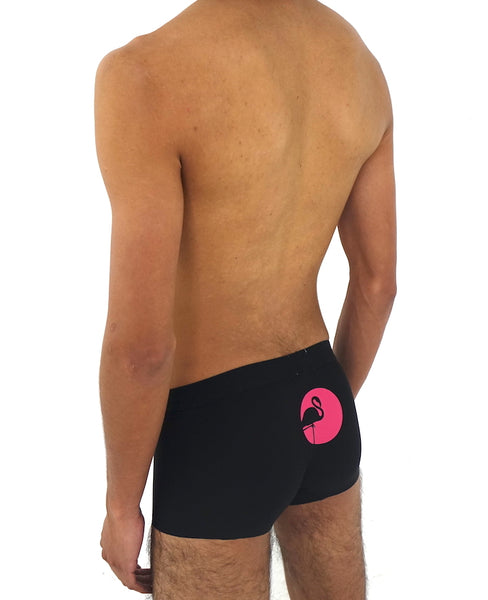 Boxers iconoclast by VOGUETI color Negro con diseño de Flamingo en color Rosa