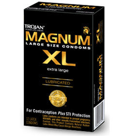 Condones Trojan Magnum XL de Latex Lubricados - Caja Sellada con 12 Condones