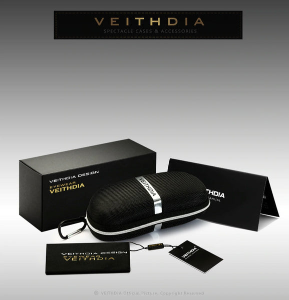 Gafas VEITHDIA Diseñador Armazón acetato Terminales de Aluminio Lentes de Policarbonato Polarizado