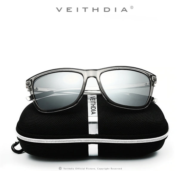 Gafas VEITHDIA Diseñador Armazón acetato Terminales de Aluminio Lentes de Policarbonato Polarizado