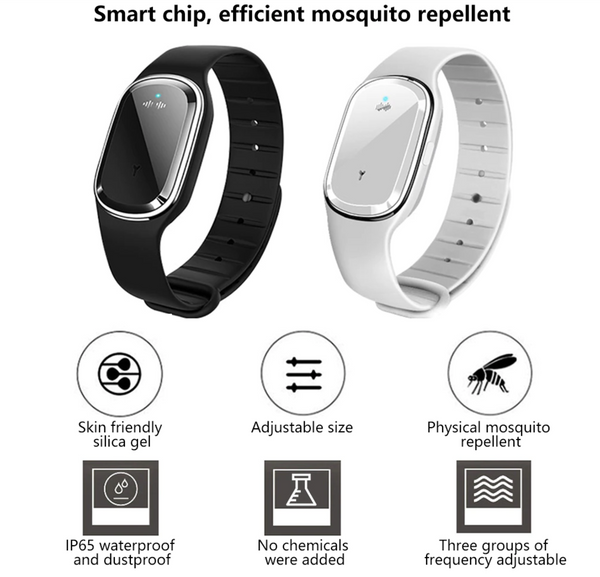 Pulsera Ultrasonica Repelente de Mosquitos Anti Insectos con Reloj Digital Ultrasonido USB